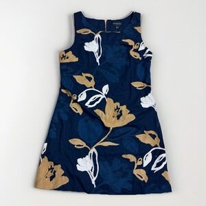 Banana Republic Women's 10 Navy Embroidered Floral Sleeveless Top